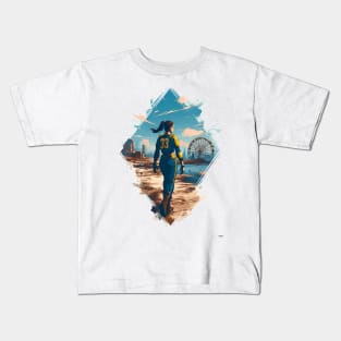A Lone Explorer Ventures the Wasteland - Diamond Frame - Post Apocalyptic Kids T-Shirt